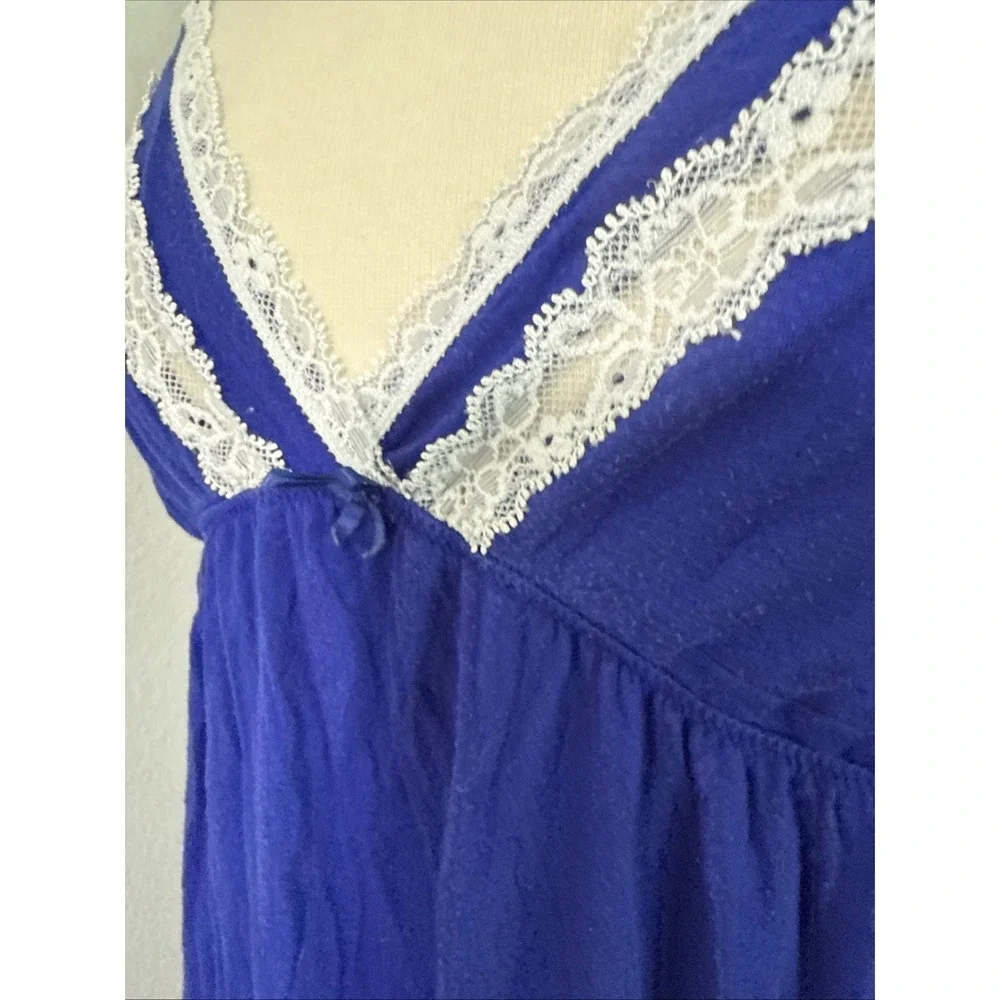 Victorias Secret Slip Dress Women M Blue Babydoll Lace‎ Coqutte Lingerie Y2k